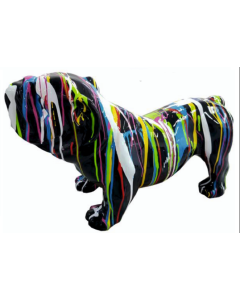 Bulldogge mit buntem Farbverlauf lebensgroß