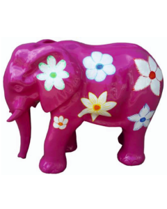 Elefant pink mit Blumen verkleinert
