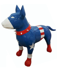 Hund Bullterrier Captain Amerika Kampfhund lebensgroß