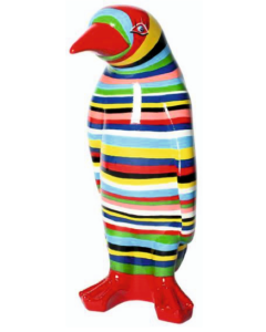 Pinguin bunt gestreift lebensgroß