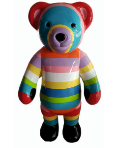 Teddybär bunt gestreift lebensgroß