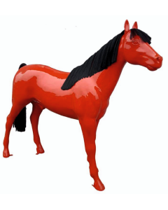 Pferd rot mit Echthaar schwarz lebensgroß