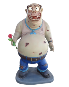 Dicker Zombie mit Rose lebensgroß
