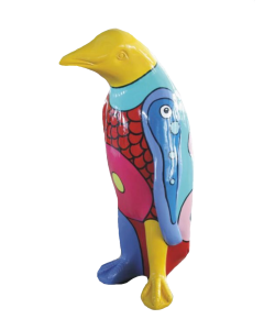 Bunter Pinguin in künstlerischer Bemalung 40cm lebensgroß