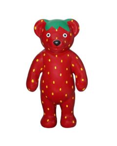 Stehender Teddy im Erdbeerdesign lebensgroß
