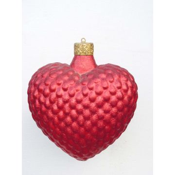 Weihnachtskugel in Herzform Rot glitzernd vergrößert