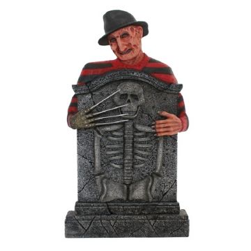 Freddy Krüger Grabstein mit Skelett lebensgroß