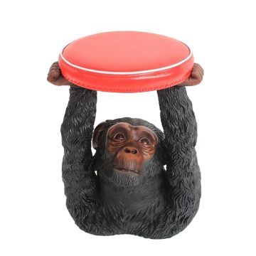 Affe Hocker mit rotem Polster lebensgroß