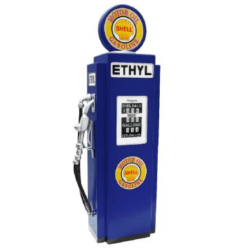 Retro Tankstelle Blau als Schrank verkleinert