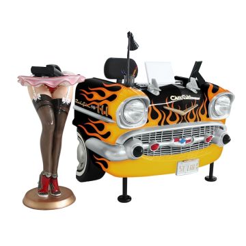 Schreibtisch Chevy Schwarz mit orangenen Flammen verkleinert