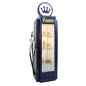 Retro Zapfsäule Dunkelblau als Vitrine lebensgroß