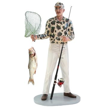 Angler mit Fisch  lebensgroß