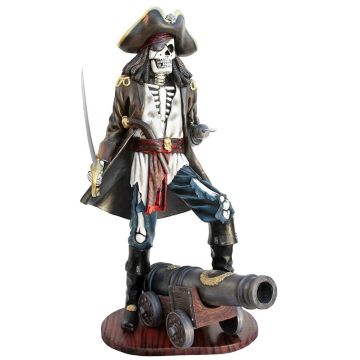 Piratenskelett auf Kanone lebensgroß