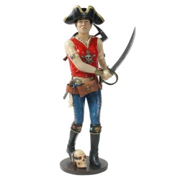 Piratenfrau mit Schwert und Axt lebensgroß