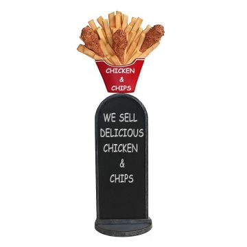 Hühnchen und Pommes Angebotstafel vergrößert