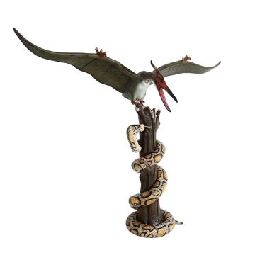 Dinosaurier Pteranodon greift Python auf Baum an lebensgroß