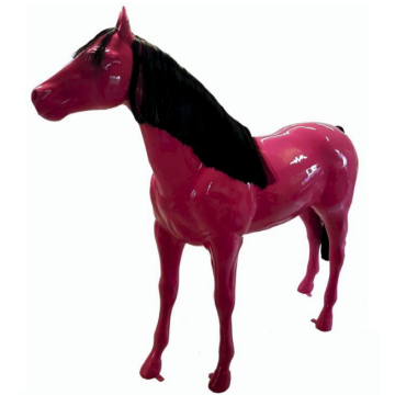 Pferd pink mit Echthaar schwarz lebensgroß