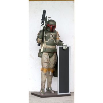 Space Soldier mit Angebotstafel lebensgroß