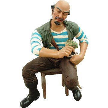 Sitzender Pirat spielt Karten 2 lebensgroß